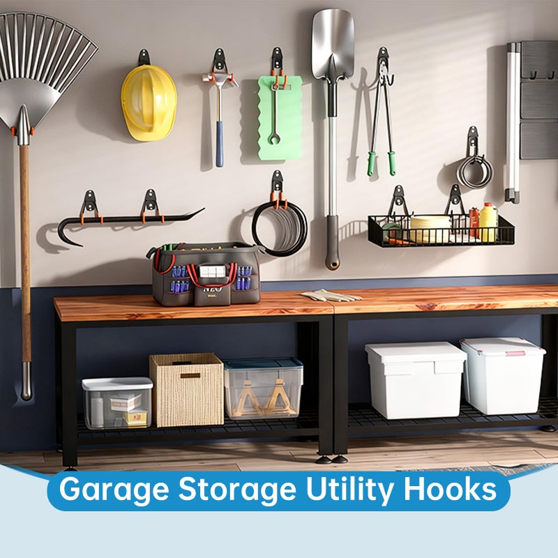 GeeWatom 2 Pack Garage Storage Utility Hooksï¼ŒGarage Garden Tool Organizerï¼ŒSteel Wall Mount Hooks, Garden Small U Hooks (Black) - Image 5